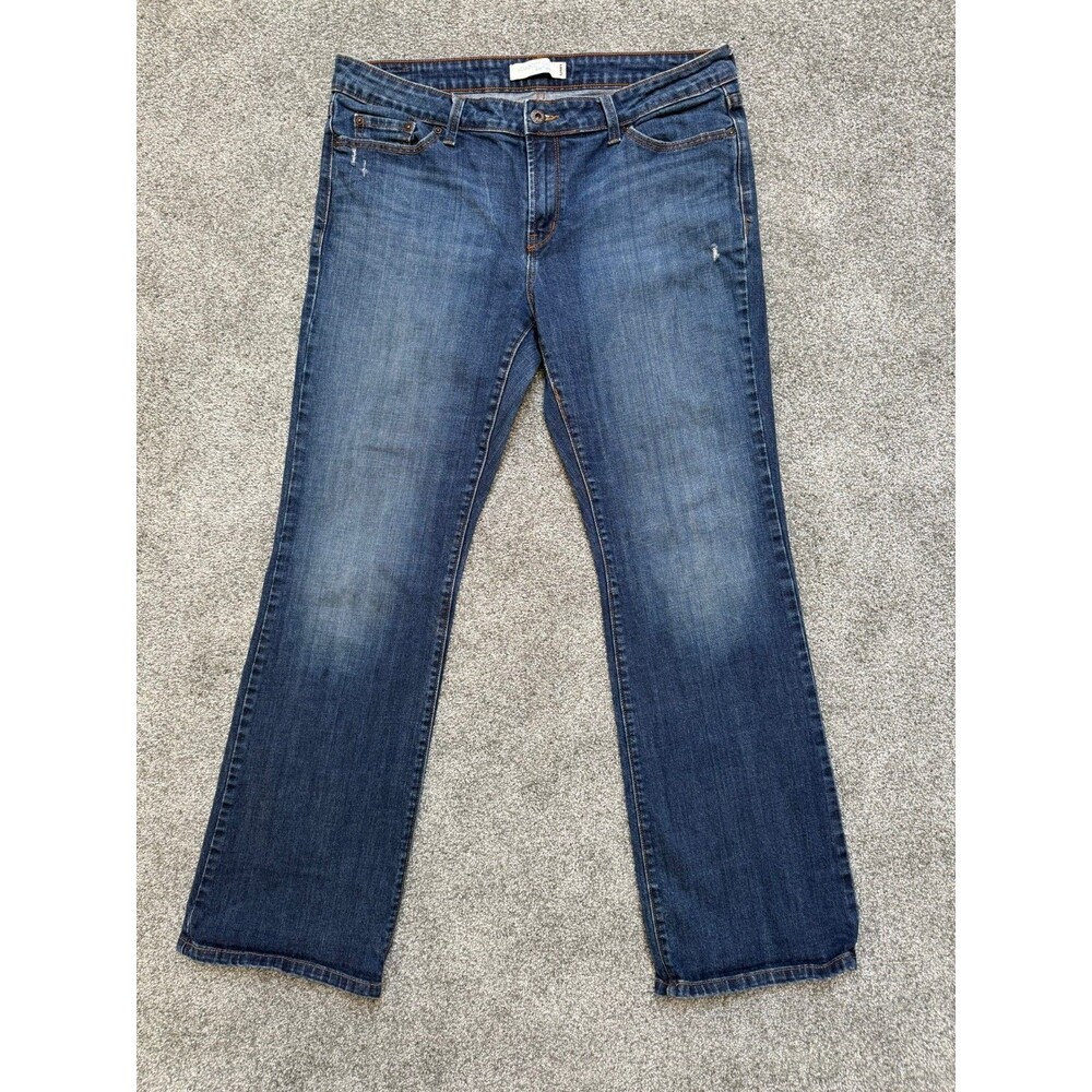 Levi's Low Boot Cut 545 Jeans Dark Wash Flap Pocket Cotton Distressed Womens 14M